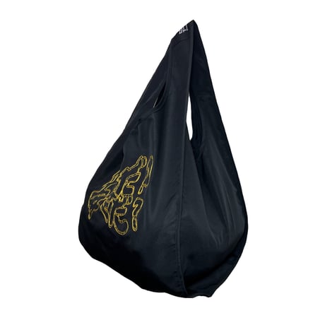 ATTACK ORIGINAL “Sign?” Ripstop Nylon Eco Bag (Blk/Yel)｜アタックオリジナル “サイン？”  エコバッグ（ブラック/イエロー）