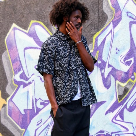 Cookman Work Shirts Short Sleeve Light Paisley (Black)｜クックマン ワークシャツ ショートスリーブ ライトペイズリー（ブラック）
