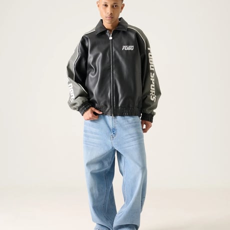 FUBU FAUX LEATHER JACKET (GRAY)｜フブ フォー ファックス レザー ジャケット（グレー）