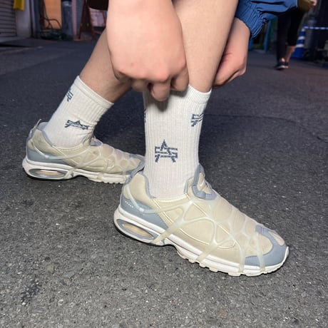 ATTACK ORIGINAL “AS Logo” Pattern Socks (White, Black)｜アタックオリジナル “ASロゴ” パターンソックス（ホワイト/ブラック）