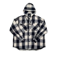 ATTACK ORIGINAL Heavy Flannel Hooded Shirts (Midnight Black)｜アタックオリジナル ヘビーフランネル フーデッドシャツ（ミッドナイトブラック）