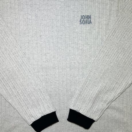 JOHN SOFIA Texture Border Linger Longsleeve Tee (Grey) | ジョン ソフィア テクスチャー ボーダー リンガー ロングスリーブ ティー (グレー)