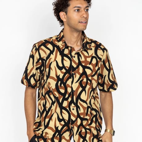 Cookman Work Shirts Short Sleeve Light Tribal Camo (Beige)｜クックマン ワークシャツ ショートスリーブ ライトトライバルカモ（ベージュ）