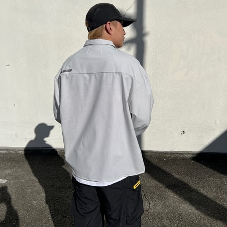 JOHN SOFIA Logo Squares LS Shirt (White)｜ジョンソフィア ロゴスクエアーズ ロングスリーブシャツ（ホワイト）
