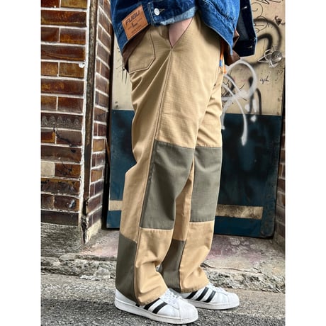 JOHN SOFIA After Zone Panels Ripstop Trousers (Beige/O.D)｜ジョンソフィア アフターゾーン パネルズ リップストップトラウザーズ