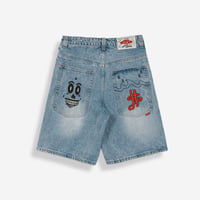GRIMEY STARDUST BAGGY DENIM SHORTS (WASHED LIGHT BLUE)｜グライミー スターダスト バギーデニムショーツ（ウォッシュドライトブルー）