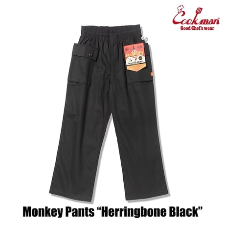 Cookman Monkey Pants Herringbone (Black)｜クックマン モンキーパンツ ヘリンボーン（ブラック）