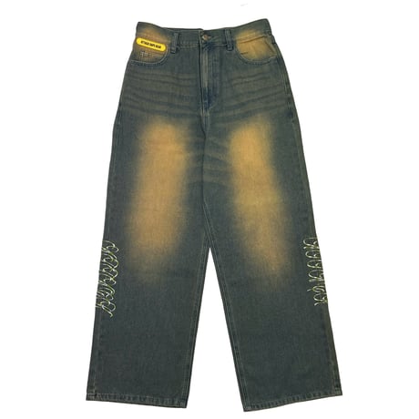 ADG SCRIPT OVER DYE JEANS (INDIGO/BRN)