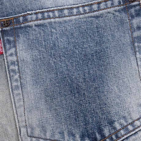 SUPPLIER Multiple Cross Leather Patch Baggy Denim (BLUE) | サプライヤー マルチプル クロス レザー パッチ バギー デニム (ブルー)