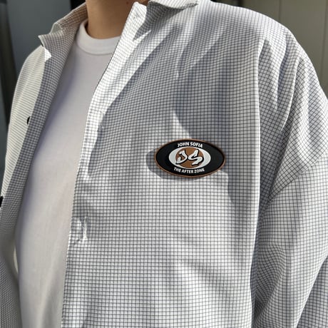JOHN SOFIA Logo Squares LS Shirt (White)｜ジョンソフィア ロゴスクエアーズ ロングスリーブシャツ（ホワイト）