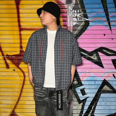 JOHN SOFIA One Button Check Shirt (Black)｜ジョンソフィア ワンボタン チェックシャツ（ブラック）