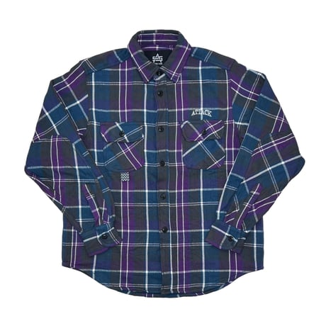 ATTACK ORIGINAL Arch Logo Heavy Flannel Shirt (Purple)｜アタックオリジナル アーチロゴ ヘビーフランネルシャツ（パープル）