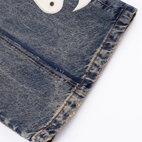 SUPPLIER Fire Tribal Leather Patch Baggy Denim (BLUE)｜サプライヤー ファイヤー トライバル レザー パッチ バギーデニム（ブルー）