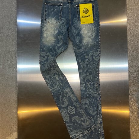 GUAPI Aqua Blue Rivets Stacked Denim (Blue)