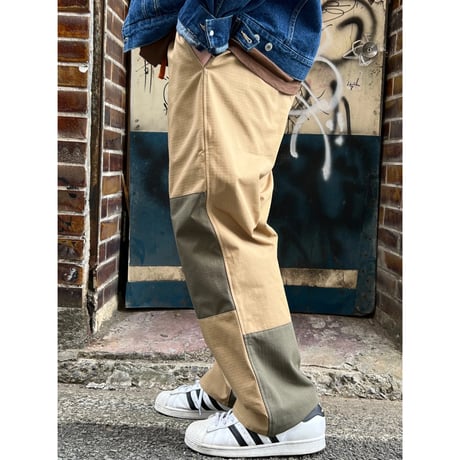 JOHN SOFIA After Zone Panels Ripstop Trousers (Beige/O.D)｜ジョンソフィア アフターゾーン パネルズ リップストップトラウザーズ