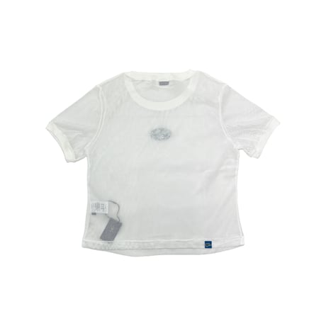 JOHN SOFIA Icon Badge Mesh S/S Tee (White/Blue)｜ジョンソフィア アイコンバッジ メッシュ S/S ティー（ホワイト/ブルー）