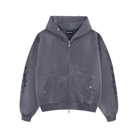SUPPLIER Tribal Bones Pierced Zip Hoodie (Grayish blue)｜サプライヤー トライバル ボーンズ ピアスト ジップフーディー（グレイッシュブルー）