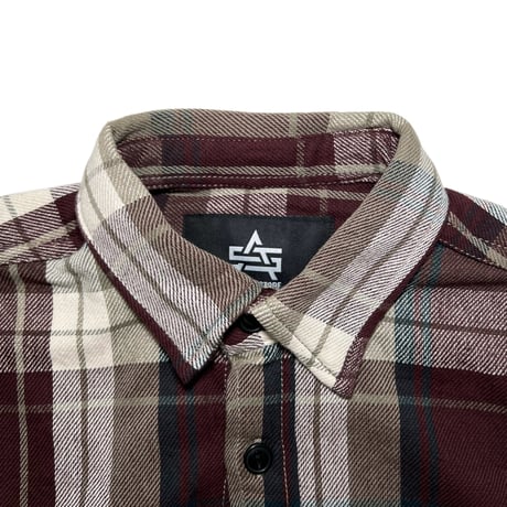 ATTACK ORIGINAL Arch Logo Heavy Flannel Shirt (Brown)｜アタックオリジナル アーチロゴ ヘビーフランネルシャツ（ブラウン）
