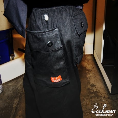 Cookman Monkey Pants Herringbone (Black)｜クックマン モンキーパンツ ヘリンボーン（ブラック）