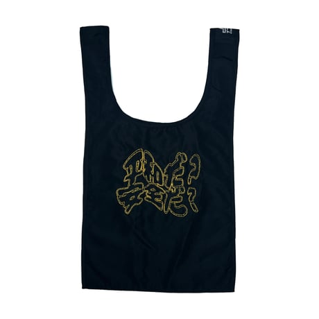 ATTACK ORIGINAL “Sign?” Ripstop Nylon Eco Bag (Blk/Yel)｜アタックオリジナル “サイン？”  エコバッグ（ブラック/イエロー）