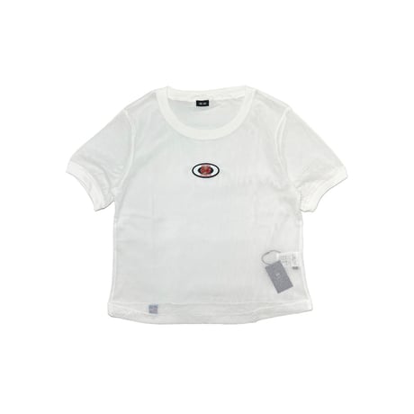 JOHN SOFIA Icon Badge Mesh S/S Tee (White/Red)｜ジョンソフィア アイコンバッジ メッシュ S/S ティー（ホワイト/レッド）