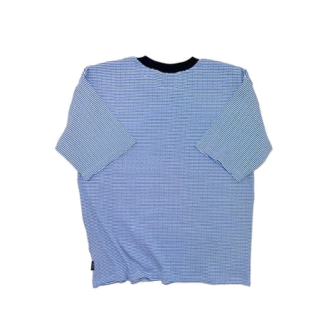 JOHN SOFIA Texture Border Linger Tee (Blue) | ジョンソフィア テクスチャー ボーダー リンガー ティー (ブルー)