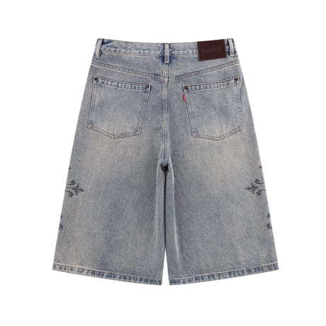 SUPPLIER Royal Cross Rhinestone Baggy Denim Shorts (BLUE)｜サプライヤー ロイヤルクロス ラインストーン バギーデニムショーツ（ブルー)
