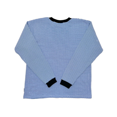 JOHN SOFIA Texture Border Linger Longsleeve Tee (Blue) | ジョン ソフィア テクスチャー ボーダー リンガー ロングスリーブ ティー (ブルー)