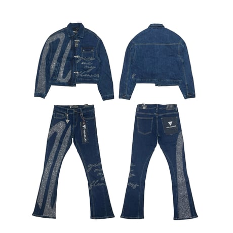 VALABASAS ENCRYPTED & SCRIPTED DENIM SET-UP (BLUE)｜ヴァラバサス エンクリプティッド＆スクリプト デニムセットアップ（ブルー）