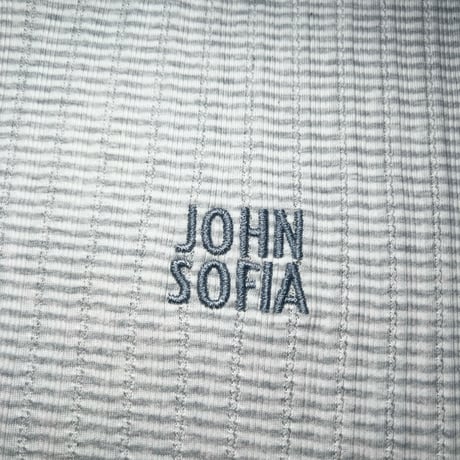 JOHN SOFIA Texture Border Linger Longsleeve Tee (Grey) | ジョン ソフィア テクスチャー ボーダー リンガー ロングスリーブ ティー (グレー)
