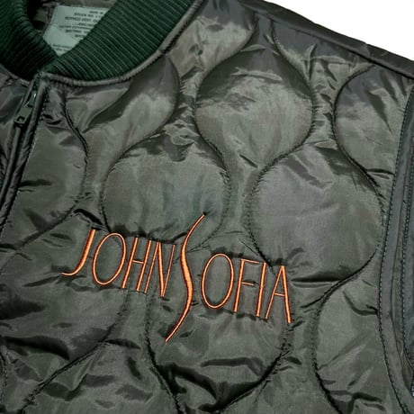JOHN SOFIA Quilting Army Vest (Olive, Black)｜ジョンソフィア キルティング アーミーベスト（オリーブ/ブラック）