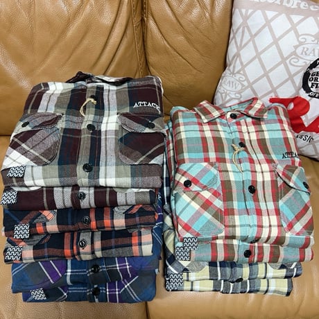 ATTACK ORIGINAL Arch Logo Heavy Flannel Shirt (Beige)｜アタックオリジナル アーチロゴ ヘビーフランネルシャツ（ベージュ）