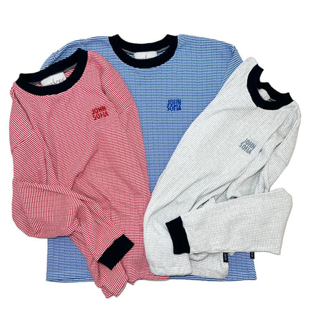 JOHN SOFIA Texture Border Linger Longsleeve Tee (Blue) | ジョン ソフィア テクスチャー ボーダー リンガー ロングスリーブ ティー (ブルー)