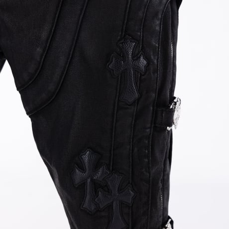 GUAPI All Black Cross Buckle Denim (ALL Black) | グアピ オールブラック クロスバックル デニム（オールブラック）
