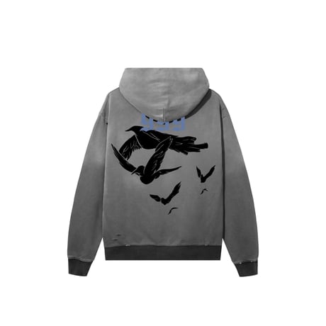 REVENGE×JUICE WRLD DOVE DISTRESSED TREATED HOODIE (GREY/WHITE)｜リベンジ ×ジュース・ワールド  フーディー（グレー／ホワイト）