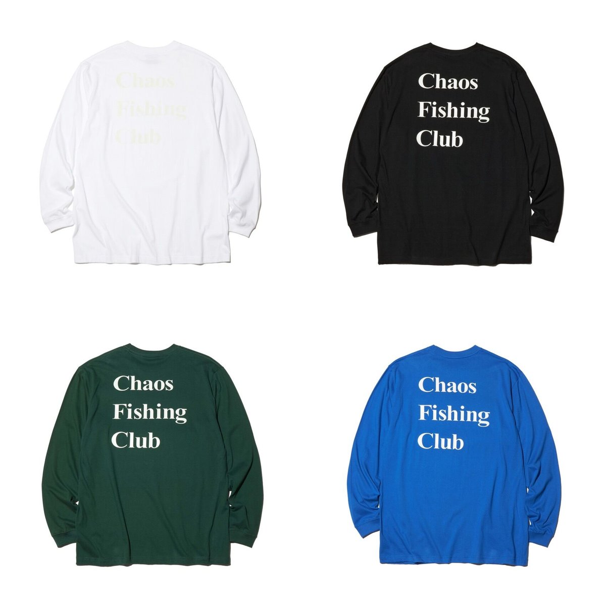 Chaos Fishing Club LOGO CREW NECK L/S 黒L