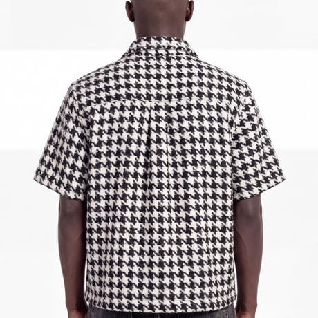 GUAPI White Houndstooth Furry Shirt (White) | グアピ ホワイト ハウンドトゥース ファーリー シャツ（ホワイト）