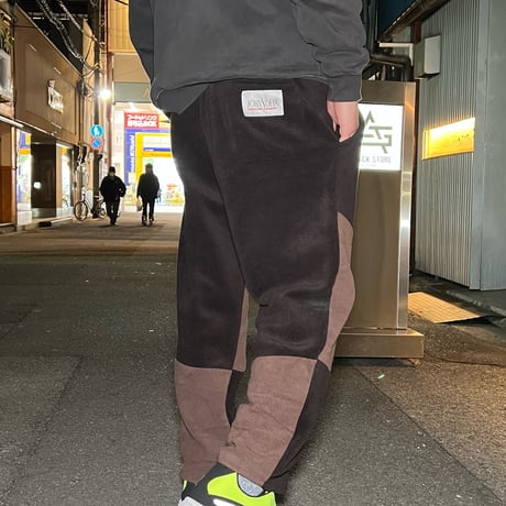 JOHN SOFIA Paneled High-Grade Fleece Pants (Black/Mocha)｜ジョンソフィア パネルド ハイグレード フリースパンツ（ブラック/モカ）