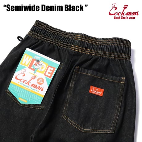 Cookman Chef Pants Semiwide Denim (Black)｜クックマン セミワイド デニム シェフパンツ（ブラック）