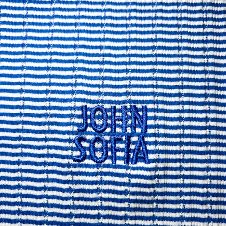 JOHN SOFIA Texture Border Linger Tee (Blue) | ジョンソフィア テクスチャー ボーダー リンガー ティー (ブルー)