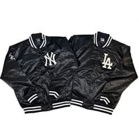 Fanatics Satin Jacket “Black & White” (Yankees, Dodgers)｜ファナティクス サテンジャケット（ブラック＆ホワイト／ヤンキース・ドジャース）