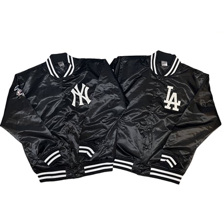 Fanatics Satin Jacket “Black & White” (Yankees, Dodgers)｜ファナティクス サテンジャケット（ブラック＆ホワイト／ヤンキース・ドジャース）