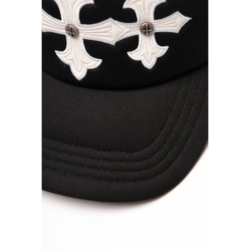 SUPPLIER Cross Leather Patch Mesh Cap (BLACK) |