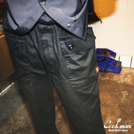 Cookman Monkey Pants Herringbone (Black)｜クックマン モンキーパンツ ヘリンボーン（ブラック）