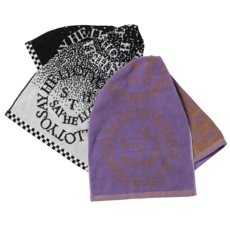 SAYHELLO Snow Face Logo Towel (White/Black, Beige/Purple)｜セイハロー スノーフェイスロゴタオル（ホワイト/ブラック・ベージュ/パープル）