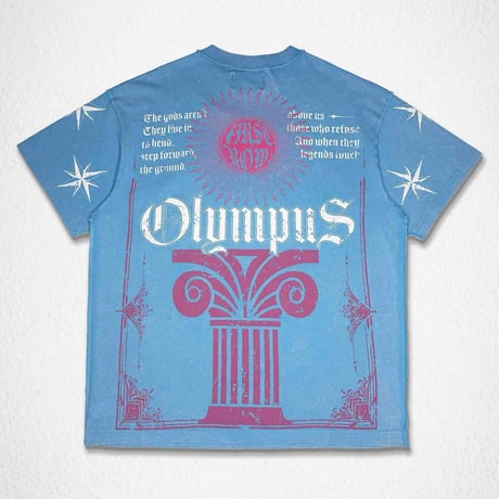 FIRST ROW GODS AND MORTALS OLYMPUS DOMAIN TEE (Light Blue)｜ファーストロウ ゴッズ アンド モータルズ ティー（ライトブルー）
