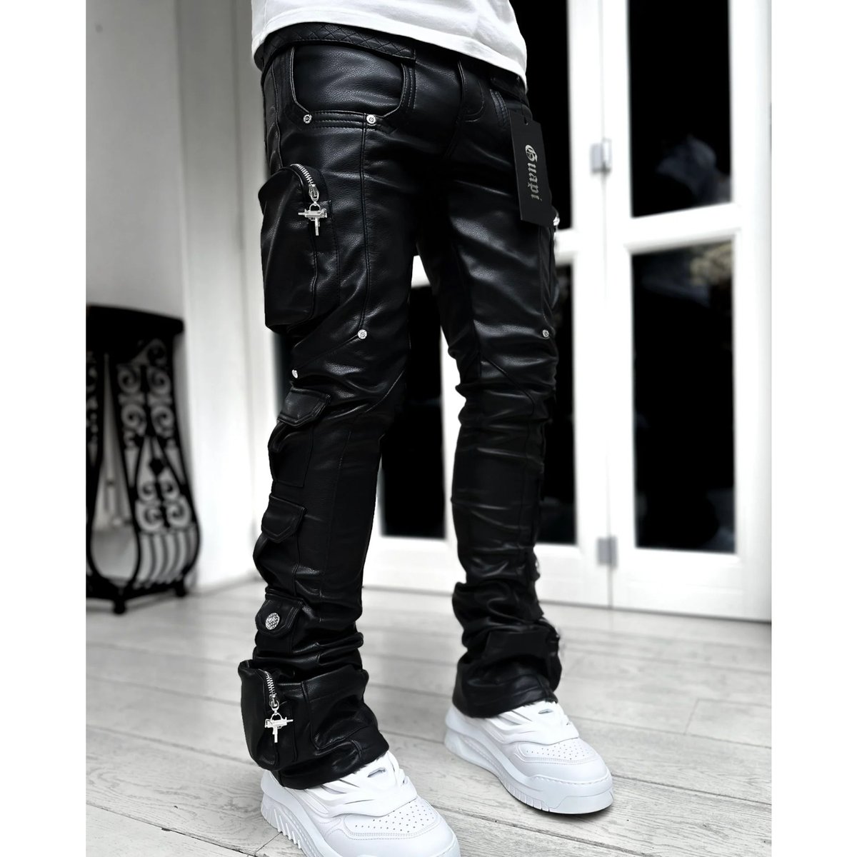 パンツ GUAPI Obsidian Cargo Leather Pants Black GUAPI Obsidian Black Cargo Leather Pant (Black)