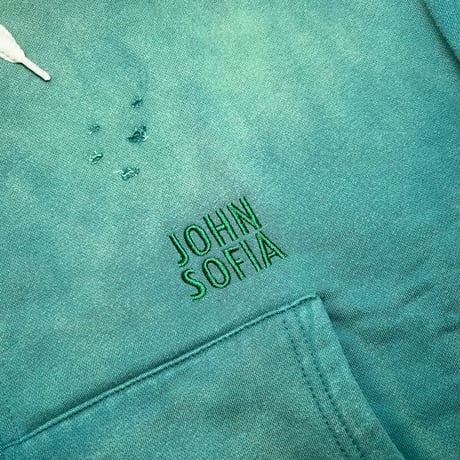 JOHN SOFIA DAMAGEREPAIR FULL-ZIP HOODIE (GREEN)｜ジョンソフィア ダメージリペア フルジップ フーディー（グリーン）