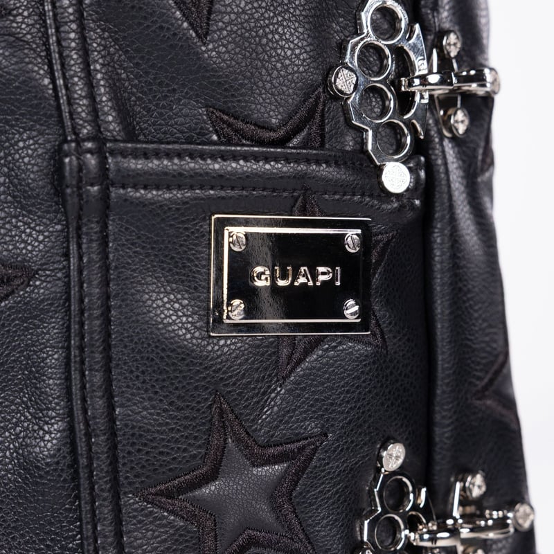 GUAPI Obsidian Black Stars Leather Shorts (Blac