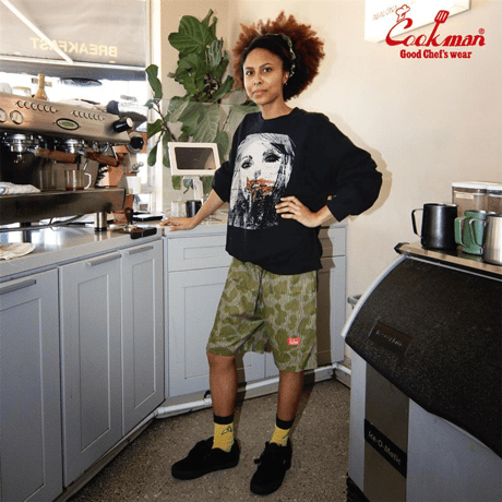 Cookman Chef Pants Short Front Pocket Raindrop Camo (Green) | クックマン ショートフロントポケット カモパンツ（グリーン）